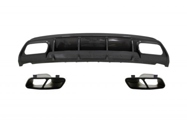 Difusor parachoques trasero deportivo + colas de escape negras para Mercedes W176 Clase A (2013-2018) A45 Facelift Look carbono Look