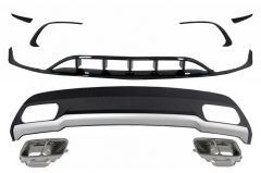 Difusor parachoques trasero deportivo + colas de escape + Front Splitters Fins Aero para Mercedes Clase A W176 (2015-2018) Sport Pack